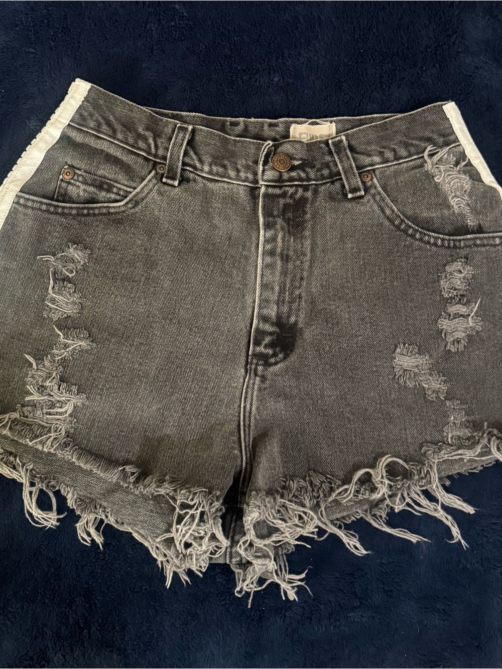 Furst of a Kind High-Rise Distressed Black Denim Shorts
